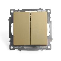 Переключатель двухклавишный Stekker Катрин золото GLS10-7107-08 49220