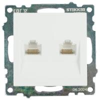 Розетка компьютерная 2-местная RJ-45 (механизм) Stekker GLS00-7109-01 Катрин, белый 50003