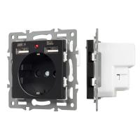 Механизм розетки с USB зарядкой SCT-MUAA-PL-BK (250V, 16A) Arlight 043734