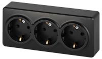 Розетка ЭРА Эксперт 11-2208-05 тройная с заземлением 3х2P+E Schuko IP20 16A-250В ОУ антрацит Б0063007