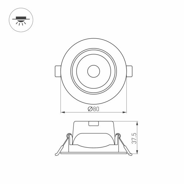 Встраиваемый светодиодный светильник Arlight LTD-Polar-Turn-R80-5W Warm3000 032857