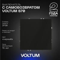 Выключатель с самовозвратом встраиваемый Voltum S70 одноклавишный 10А, (черный матовый) VLS010608