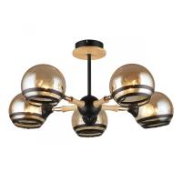 Потолочная люстра IMEX MD.4896-5-S BK+WOOD