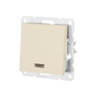 Переключатель одноклавишный LK Studio LK80 c подсветкой бежевый матовый 840402-1