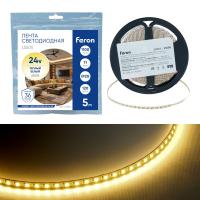 Светодиодная лента Feron 11W/m 120LED/m 2835SMD 3000К 5M свободный рез LS505 53054
