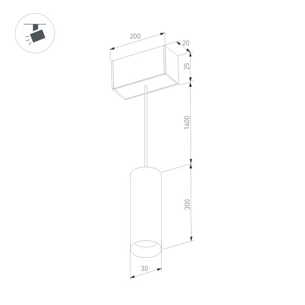 Трековый светодиодный светильник Arlight Mag-Spot-Hang-25-R30-5W Warm3000 034244