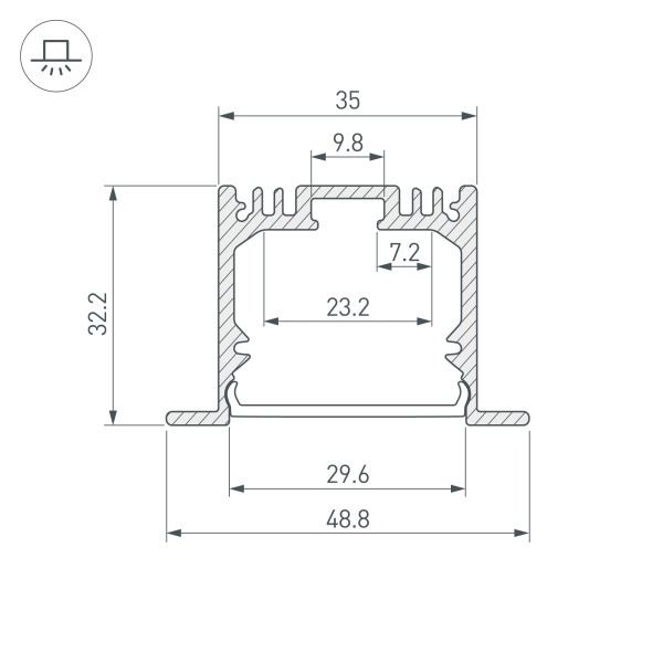 Профиль встраиваемый Arlight ARH-Power-W35-3000 Anod 036168