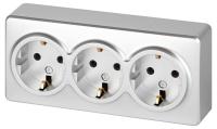 Розетка ЭРА Эксперт 11-2208-03 тройная с заземлением 3х2P+E Schuko IP20 16A-250В ОУ алюминий Б0063010