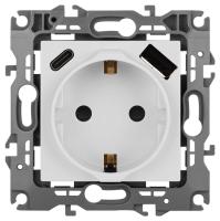 Розетка ЭРА Серия 12 12-4108-01 2P+E 16A-250В со шторками с USB type-A+C 5В-3А белый Б0067752