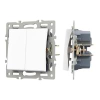 Механизм выключателя двухклавишный непроходной SWT-MK02-PL-WH (250V, 16A) Arlight 043724