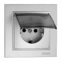 Розетка 2К+З Mono Electric Despina 16A 250V с крышкой винтовое подключение серебро 102-212121-118