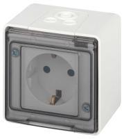 Розетка ЭРА Эксперт 11-2501-01 с заземлением с крышкой 2P+E IP55 16A-250В ОУ белый Б0063294
