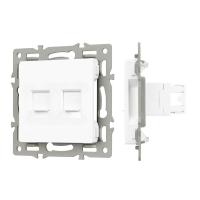 Механизм компьютерной розетки двойной SCT-MPC2-PL-WH (RJ-45, CAT6) Arlight 045336