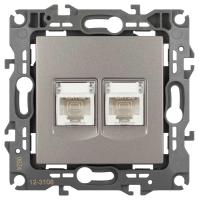 Розетка ЭРА Серия 12 12-3108-16 информационная двойная 2XRJ45 титан Б0065665