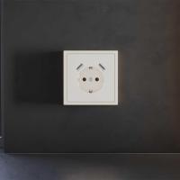 Накладка для розетки с заземлением и защитными шторками, с USB A+A, S70 (хлопок) Voltum VLS000913