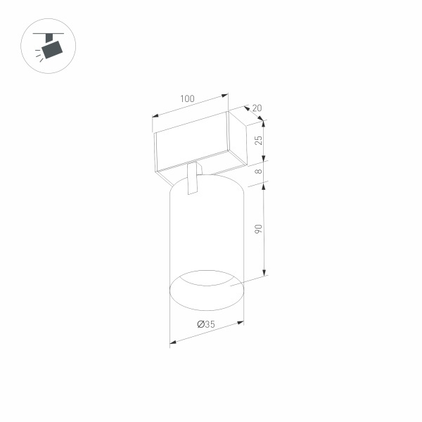 Трековый светодиодный светильник Arlight Mag-Spot-25-R90-9W Warm3000 035001