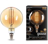 Лампа светодиодная филаментная Gauss E27 8W 2400K золотая 153802008