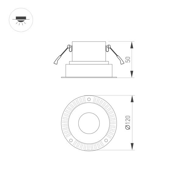Корпус встраиваемого светильника Arlight Plurio-Base-Built-Trimless-R120 030271
