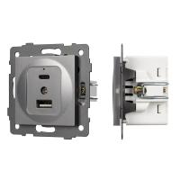 Механизм USB розетки SCT-MUAC-PL-GR-V (5V, 3A, QC4) Arlight 049840