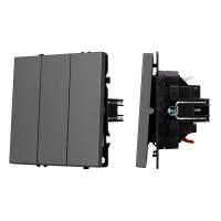 Механизм выключателя трехклавишный непроходной SWT-NOBE-MK03-SFPL-GR (230V, 10A) Arlight 061799