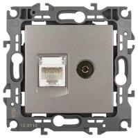 Розетка ЭРА Серия 12 12-3110-16 комбинированная RJ45+TV, титан Б0065646