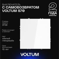 Выключатель с самовозвратом встраиваемый Voltum S70 одноклавишный 10А, (белый глянцевый) VLS010601