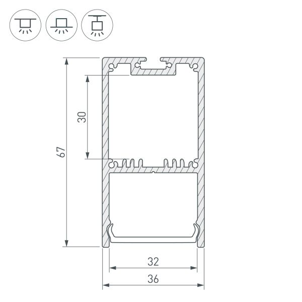 Профиль Arlight SL-Line-3667-3000 Anod 036197