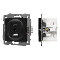 Механизм USB розетки SCT-MUAC-PL-BK-V (5V, 3A, QC4) Arlight 049838