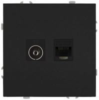 Розетка ЭРА Galaxy 15-3110-05 комбинированная RJ45+TV IP20 антрацит Б0070784