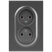 Розетка ЭРА Arktik 16-2107-06 без заземления двойная 2X2P 16А-250В графит Б0071686