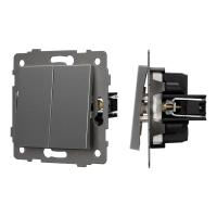 Механизм выключателя двухклавишный проходной SWT-MKP2-PL-GR-V (250V, 10A) Arlight 049894