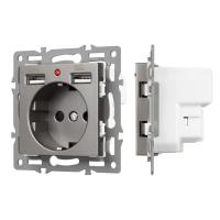 Механизм розетки с USB зарядкой SCT-MUAA-PL-GR (250V, 16A) Arlight 043735