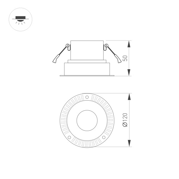 Корпус встраиваемого светильника Arlight Plurio-Base-Built-Trimless-R120 030271