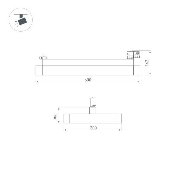 Трековый светодиодный светильник Arlight LGD-Afina-4TR-S600x300-50W White6000 035494
