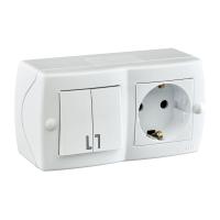 Выключатель - розетка Mono Electric Octans IP20 двухклавишный - 2К+З белый 104-010101-181