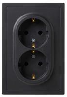 Розетка ЭРА Galaxy 15-2104-05 с заземлением двойная 2X2P+E Schuko 16А-250В IP20 антрацит Б0070685