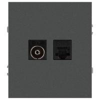 Розетка ЭРА Arktik 16-3110-06 комбинированная RJ45+TV графит Б0070499