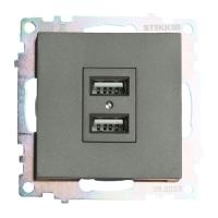 Розетка 2хUSB Stekker Катрин графит GLS10-7115-06 49422