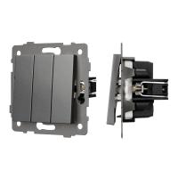Механизм выключателя трехклавишный непроходной SWT-MK03-PL-GR-V (250V, 10A) Arlight 049898