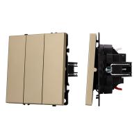 Механизм выключателя трехклавишный непроходной SWT-NOBE-MK03-SFPL-GD (230V, 10A) Arlight 061798