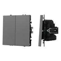 Механизм выключателя двухклавишный перекрёстный SWT-NOBE-MKX2-SFPL-GR (230V, 10A) Arlight 061793