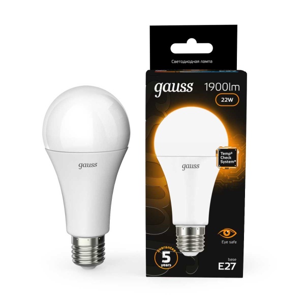 Лампа светодиодная Gauss E27 22W 3000К матовая 102502122