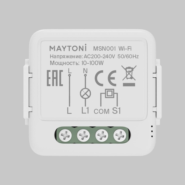 Wi-Fi выключатель одноканальный (без нуля) Maytoni Technical Smart home MSN001