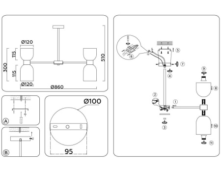 Подвесная люстра Ambrella light High Light LH56085