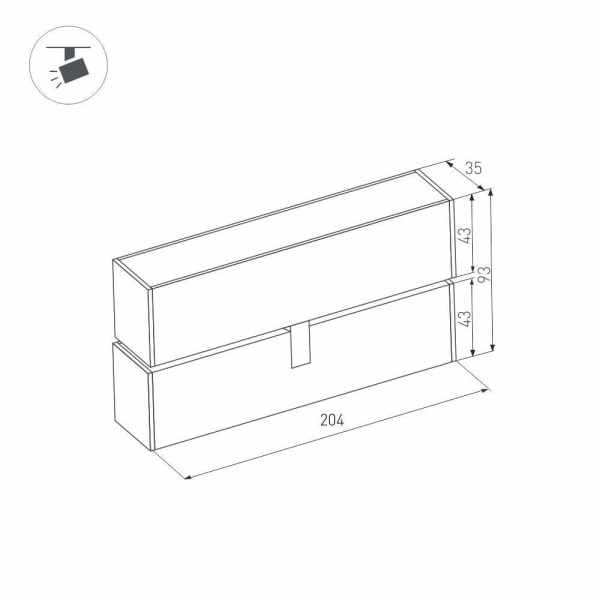 Трековый светодиодный светильник для магнитного шинопровода Arlight Mag-Flat-Fold-45-S205-6W Day4000 026988
