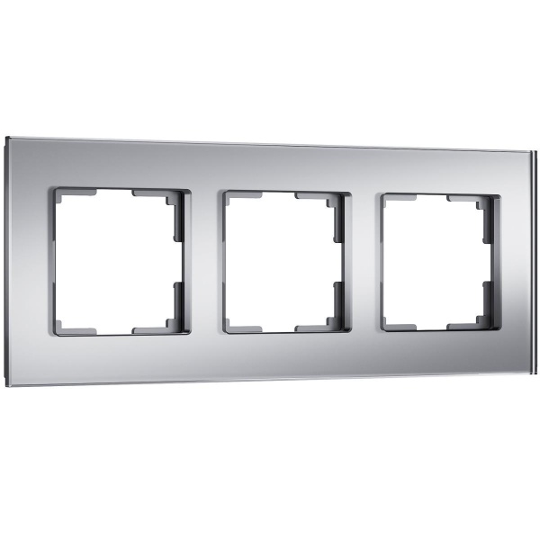 Рамка на 3 поста Werkel Senso серебряный стекло soft-touch W0033106 4690389200427