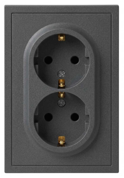 Розетка ЭРА Galaxy 15-2104-06 с заземлением двойная 2X2P+E Schuko 16А-250В IP20 графит Б0070687