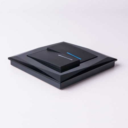 Выключатель Werkel двухклавишный с подсветкой черный матовый W1120108 4690389156717