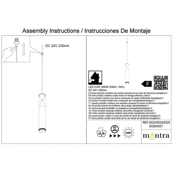 Подвесной модульный светильник без основания Mantra Spark 9323