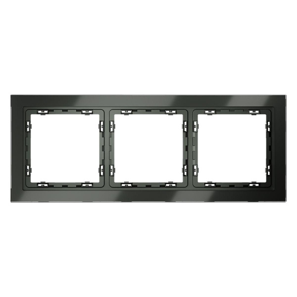 Рамка стеклянная Voltum S70 на 3 поста, (титан, стекло) VLS110306